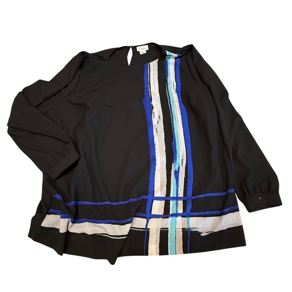 Liz Claiborne Tops - Liz Claiborne Blouse Top Abstract Print Long Sleeve Career Casual 2X‎